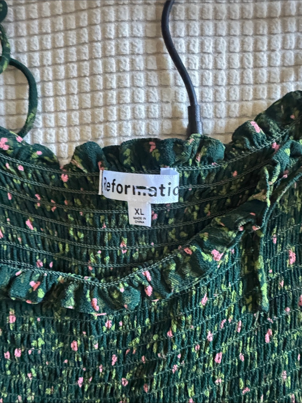 Reformation Green Floral Smocked Sundress midi - Picture 3 of 5